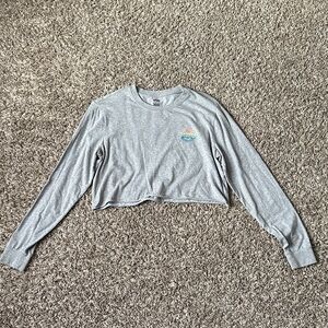 Gray Long Sleeve Cropped Top